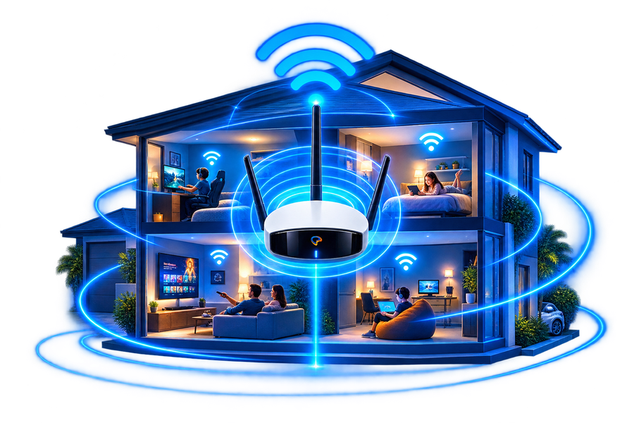 Wi-Fi forte em toda a casa